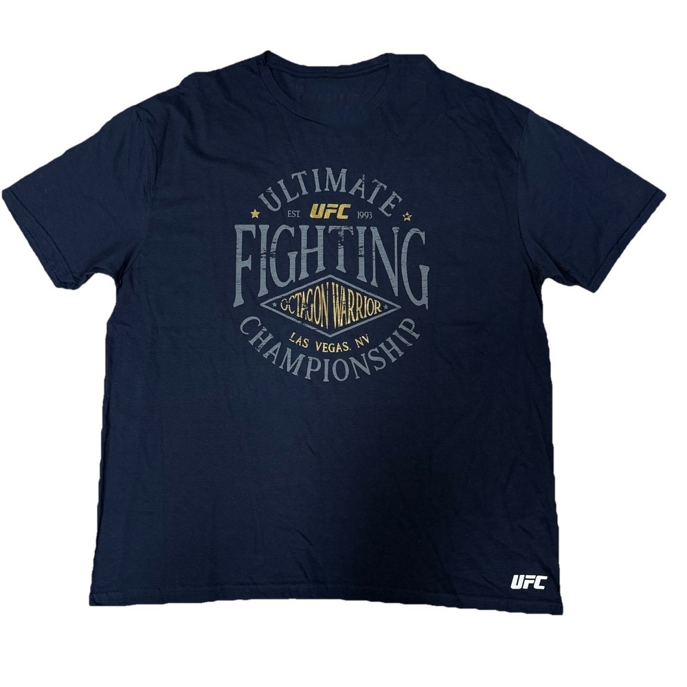 NWT UFC T-Shirt Adult L Blue Graphic Tee Cotton Official License Octagon Warrior